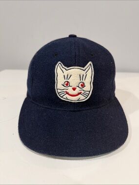 Ebbets Field Flannels Navy Wool Cap with White & Red Cat Patch